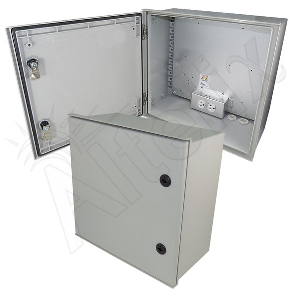 Altelix 16x16x8 NEMA 4X Fiberglass Weatherproof Enclosure with Equipment Mounting Plate & 120 VAC Outlets