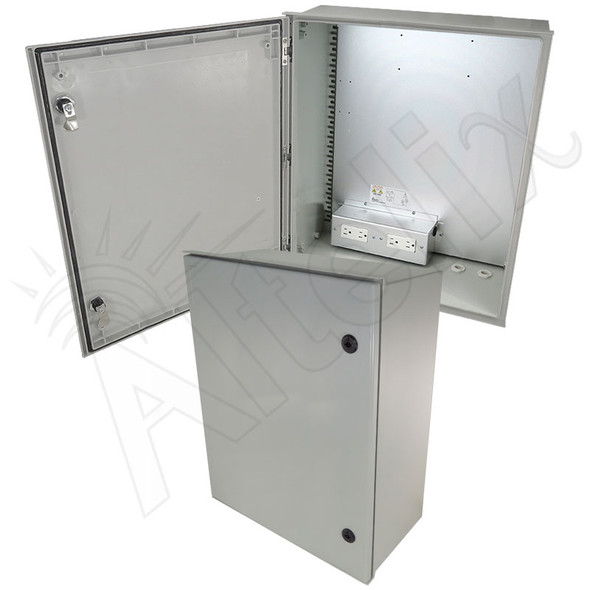 Altelix 24x20x9 NEMA 3X Fiberglass Weatherproof Enclosure with Equipment Mounting Plate & 120 VAC Outlets