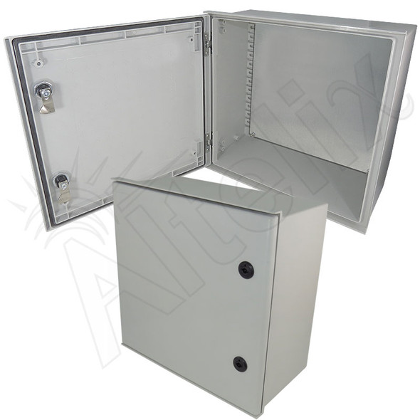 Altelix 16x16x8 NEMA 4X Fiberglass Weatherproof Enclosure with Blank Steel Equipment Mounting Plate