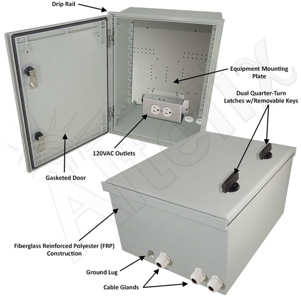Altelix 16x12x8 NEMA 4X Fiberglass Weatherproof Enclosure - Altelix Altelix 16x12x8 NEMA 4X Fiberglass Weatherproof Enclosure - Altelix