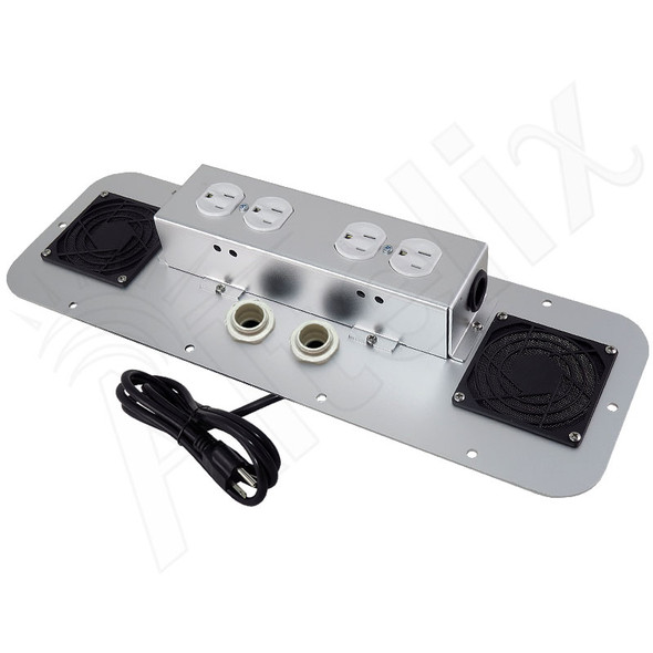 Power Module with Two 120VAC Duplex Outlets and Cooling Fan for 20