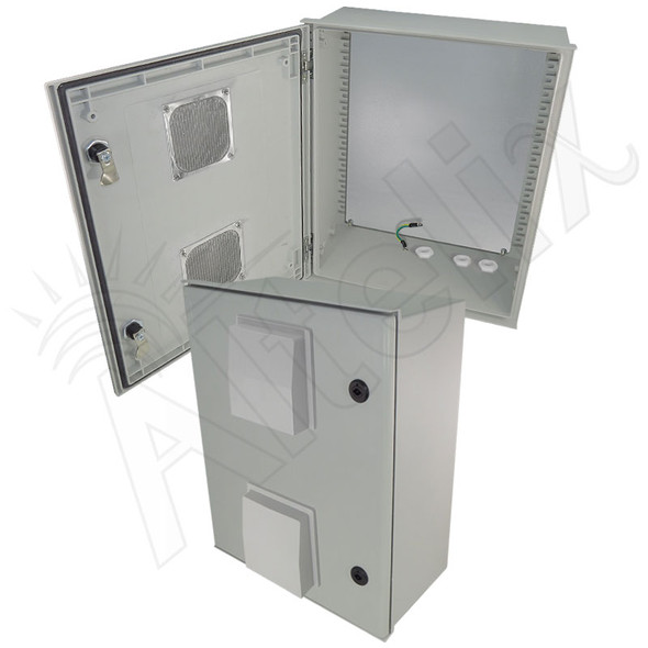 Altelix 20x16x8 Fiberglass Vented Weatherproof NEMA Enclosure with Blank Steel Equipment Mounting Plate