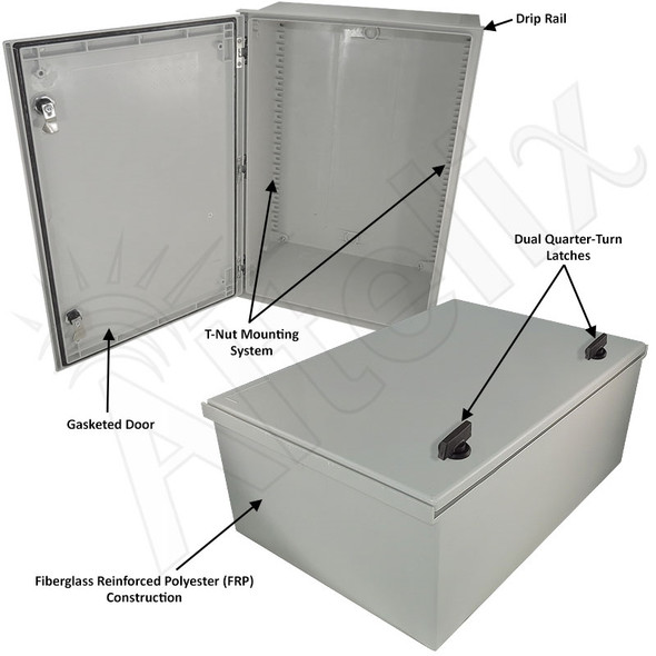 Altelix 24x16x9 NEMA 4X Fiberglass Weatherproof Enclosure