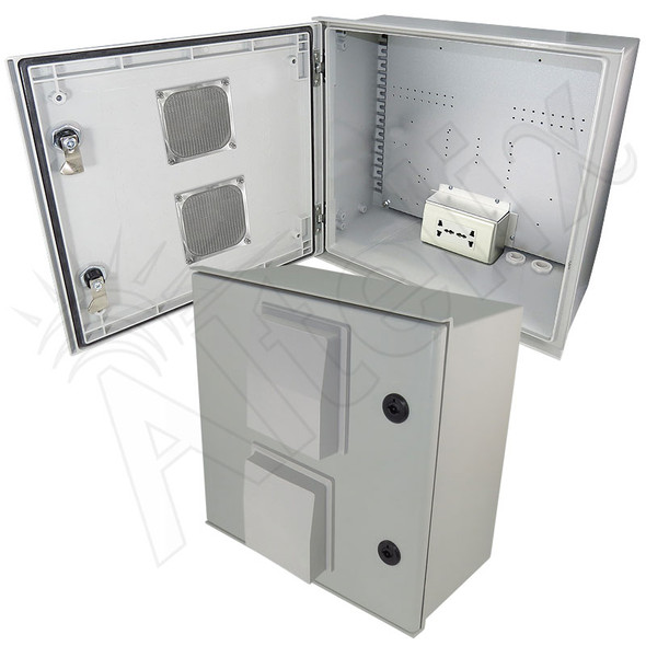 Altelix 16x16x8 Vented Fiberglass Weatherproof NEMA Enclosure with 100-240 VAC Universal Power Outlet