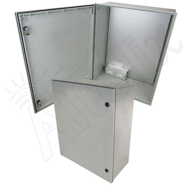 Altelix 32x24x12 NEMA 4X Fiberglass Weatherproof Enclosure with Equipment Mounting Plate & 120 VAC Outlets