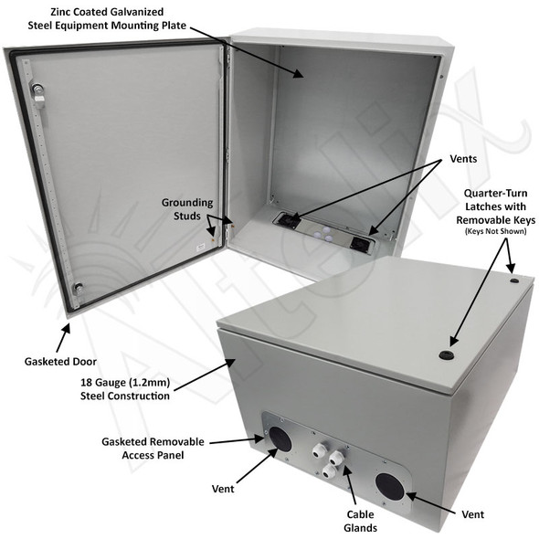 Altelix 32x24x16 NEMA 4X Steel Weatherproof Enclosure with Steel 