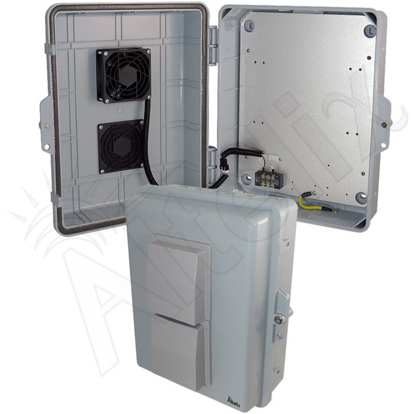 Altelix 14x11x5 Vented Polycarbonate + ABS Weatherproof NEMA Enclosure with 12 VDC Cooling Fan