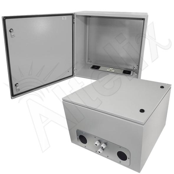 Altelix 24x24x16 Vented Steel Weatherproof NEMA Enclosure with Steel Equipment Mounting Plate