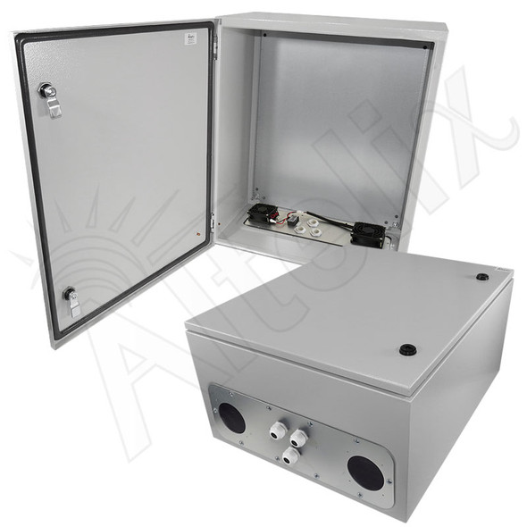 Altelix 24x20x12 Steel Weatherproof NEMA Enclosure with Dual 48 VDC Cooling Fans