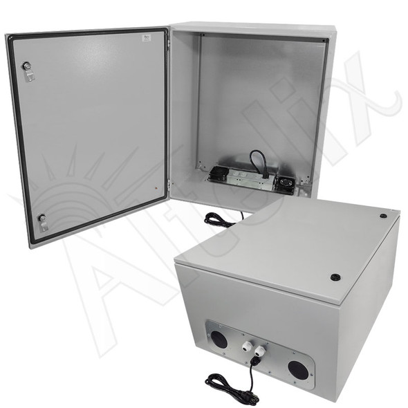 Altelix 28x24x16 Steel Heated Weatherproof NEMA Enclosure with Dual Cooling Fans, 400W Heater, 120 VAC Outlets and Power Cord