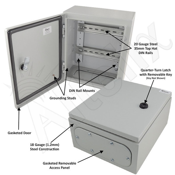 Altelix 20x16x12 Industrial DIN Rail NEMA 4X Steel Weatherproof 