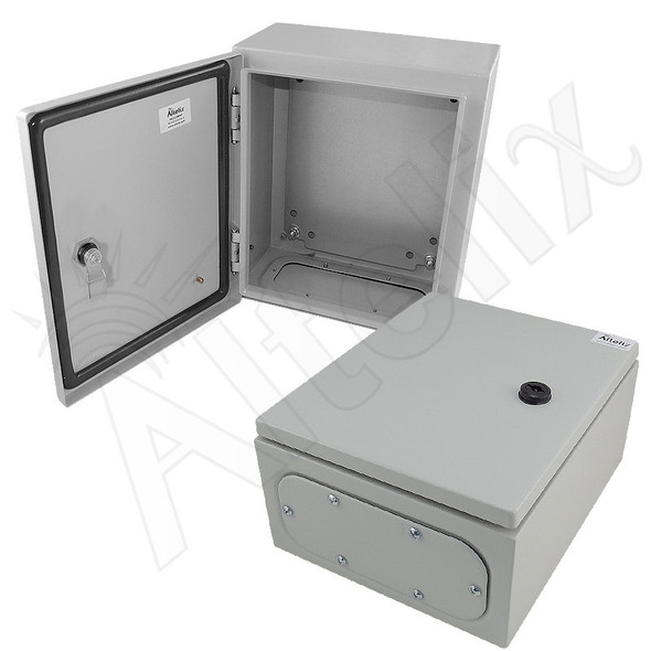 Altelix 12x10x6 Steel NEMA 4x / IP66 Weatherproof Equipment Enclosure with Blank Steel Equipment Mounting Plate