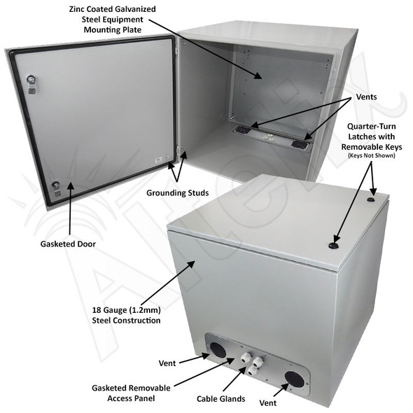 Altelix 24x24x24 NEMA 4X Steel Weatherproof Enclosure with