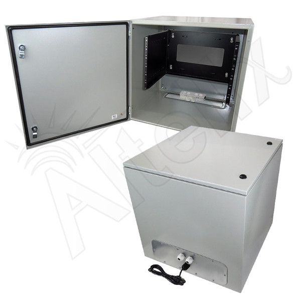 Altelix 24x24x24 19" Wide 6U Rack NEMA 4X Steel Weatherproof Enclosure with 120 VAC Outlets and Power Cord