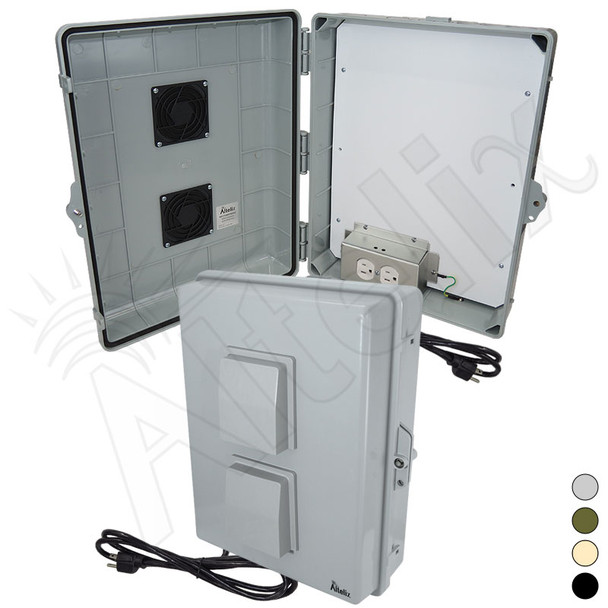 Altelix 17x14x6 Polycarbonate + ABS Vented Indoor / Outdoor RF Transparent Enclosure with PVC Non-Metallic Equipment Mounting Plate, 120 VAC Outlets & Power Cord