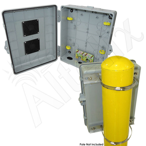 Altelix 14x11x5 PC + ABS Vented Weatherproof Utility Box NEMA Enclosure with Pole Mount Kit