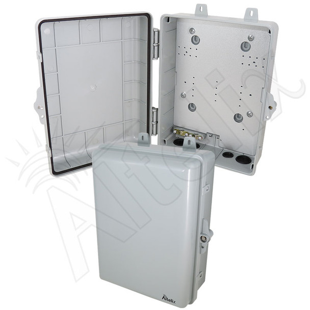 Altelix 12x9x5 IP66 NEMA 4X PC+ABS Weatherproof Utility Box with Hinged Door and Aluminum Mounting Plate