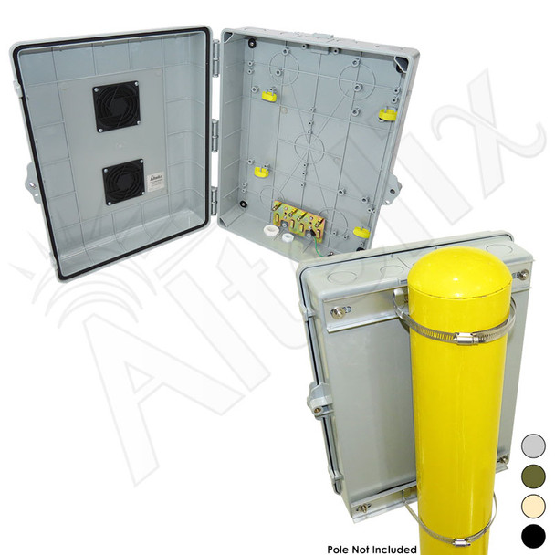 Altelix 17x14x6 PC + ABS Weatherproof Vented Utility Box NEMA Enclosure with Pole Mount Kit