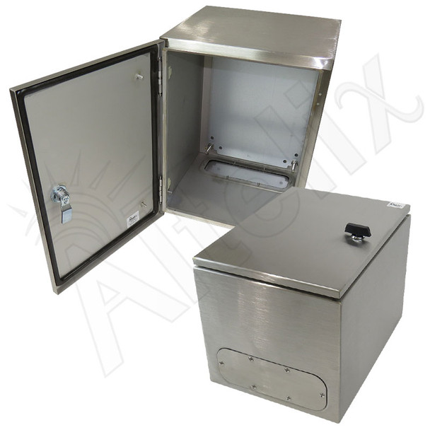 Altelix 16x12x12 NEMA 4X Stainless Steel Weatherproof Enclosure with Steel Equipment Mounting Plate