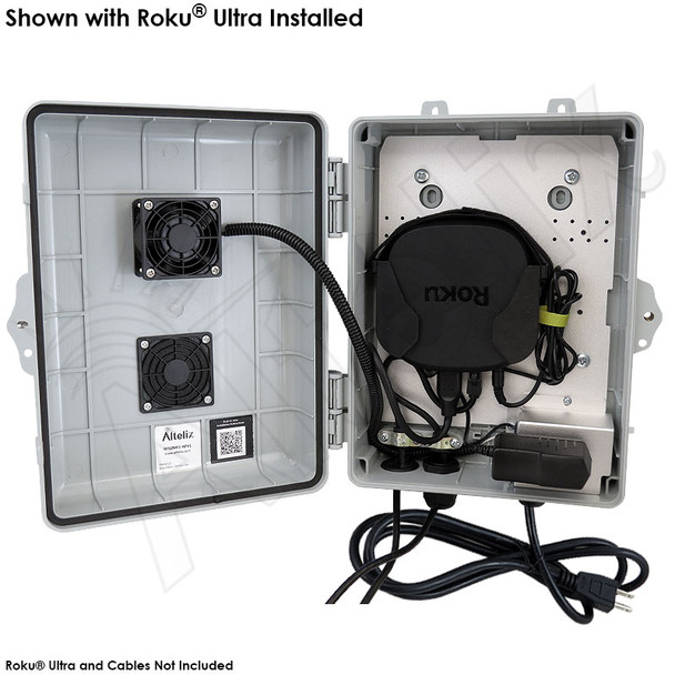 Altelix Weatherproof Enclosure  for Roku® Ultra with Cooling Fan, 120VAC Outlet and Power Cord