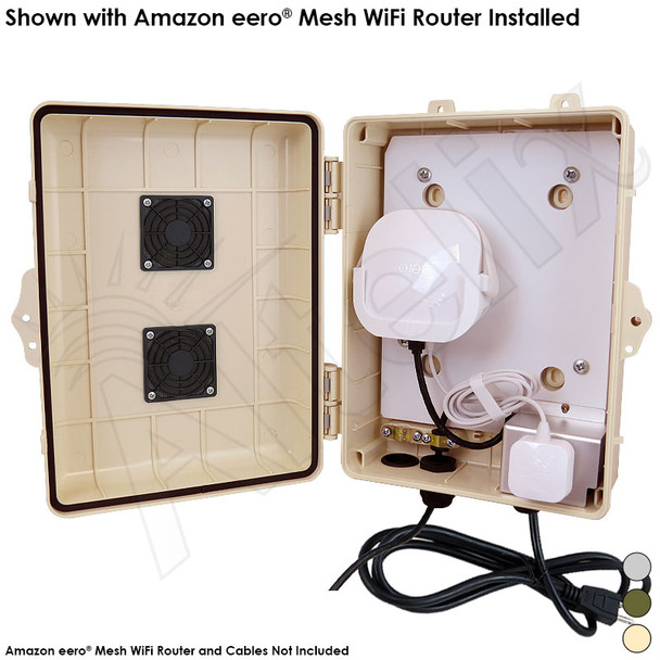 Altelix Weatherproof Vented Enclosure  for Amazon eero® Mesh WiFi Router with 120VAC Outlet and Power Cord