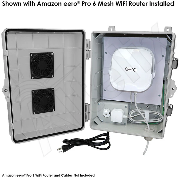 Altelix Weatherproof Vented Enclosure for Amazon eero® Pro 6 and Pro 6E Mesh WiFi Router with 120VAC Outlet and Power Cord