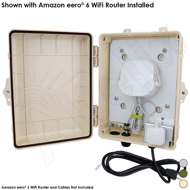 Altelix WiFi Enclosure  for Amazon eero® 6 and eero® 6 Extender with 120VAC Outlet and Power Cord