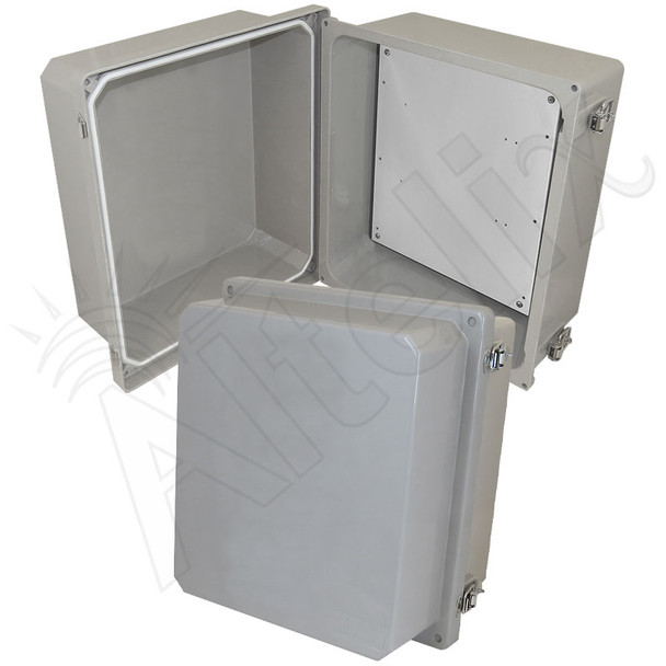 Altelix 14x12x10 FRP Fiberglass Weatherproof NEMA 4x Enclosure with Blank Aluminum Mounting Plate NEMA Box