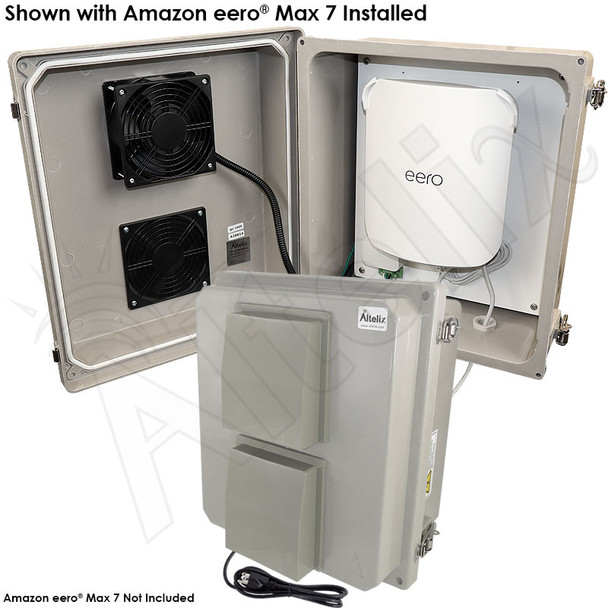 Altelix Fiberglass Weatherproof Fan Cooled Enclosure for Amazon eero® Max 7 Mesh WiFi Router
