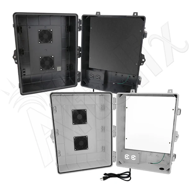 Altelix 17x14x9 Polycarbonate + ABS Vented RF Transparent Outdoor WiFi Enclosure with No-Drill PVC Equipment Mounting Plate, 120 VAC Outlets & Power Cord