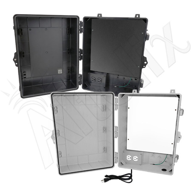 Altelix 17x14x9 Polycarbonate + ABS NEMA 4X RF Transparent Outdoor WiFi Enclosure with No-Drill PVC Equipment Mounting Plate, 120 VAC Outlets & Power Cord
