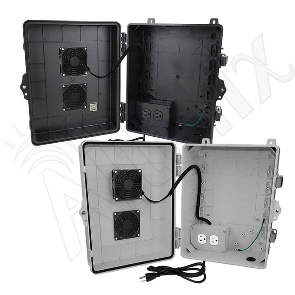Altelix 14x11x7 Polycarbonate + ABS Vented RF Transparent Outdoor WiFi Enclosure with Cooling Fan, 120 VAC Outlets & Power Cord