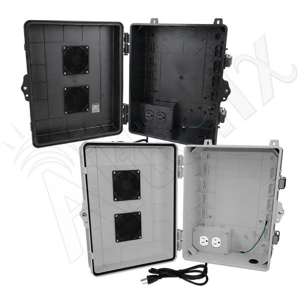Altelix 14x11x7 Polycarbonate + ABS Vented RF Transparent Outdoor WiFi Enclosure with 120 VAC Outlets & Power Cord