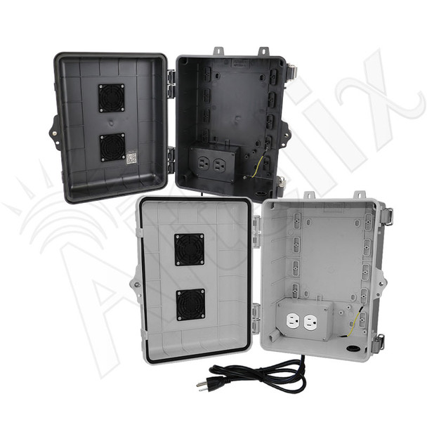 Altelix 12x9x7 Polycarbonate + ABS Vented RF Transparent Outdoor WiFi Enclosure with 120 VAC Outlets & Power Cord