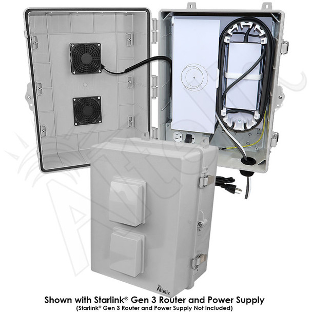 Altelix Fan Cooled Weatherproof Starlink® Gen 3 Enclosure with 120 VAC Outlets and Power Cord