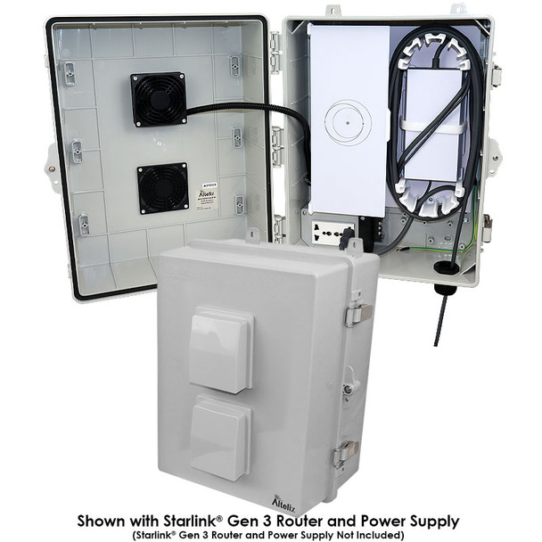 Altelix Fan Cooled Weatherproof Starlink® Gen 3 Enclosure with 100-240 VAC Universal Power Outlet