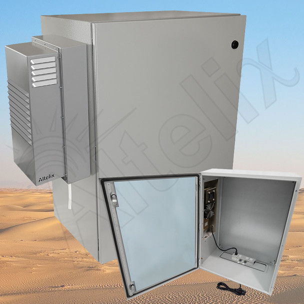 Altelix 32x24x16 Steel Weatherproof NEMA 4X Enclosure with Dual Cooling Fans, 120 VAC Outlets and Power Cord