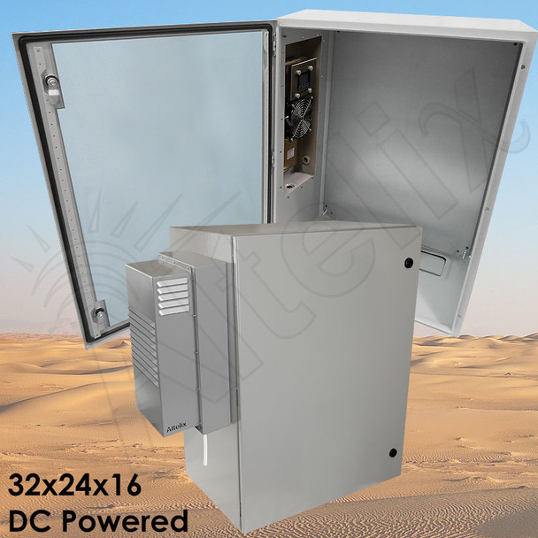 Altelix DC Powered Air Conditioned Enclosure with Heat - 32x24x16 Steel Weatherproof NEMA 4X Rated, 12VDC, 24VDC, 48VDC