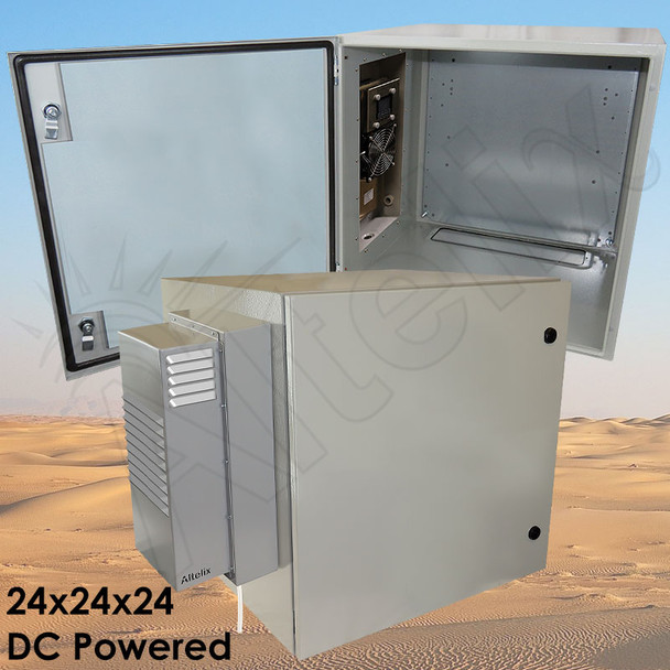 Altelix DC & Solar Powered Air Conditioned Enclosure with Heat - 24x24x24 Steel Weatherproof NEMA 4X Rated, 12VDC, 24VDC, 48VDC