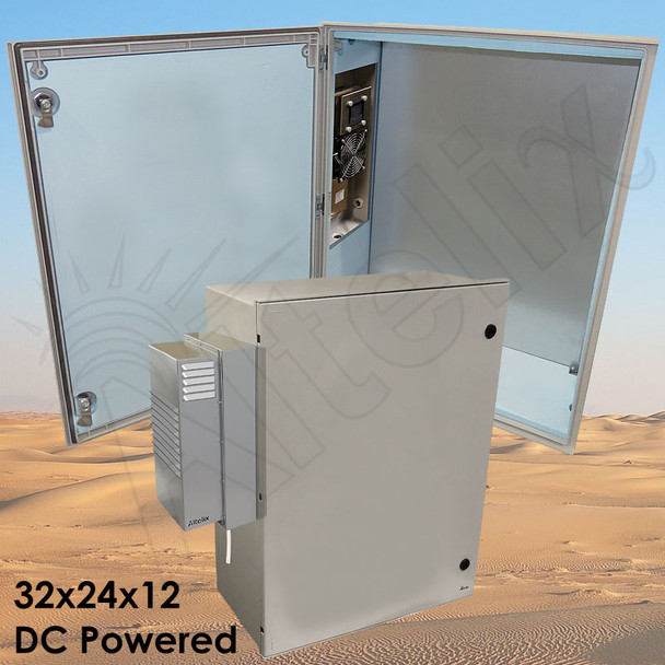 Altelix DC Powered Air Conditioned Enclosure with Heat - 32x24x12 Fiberglass FRP Weatherproof NEMA 3X Rated, 12VDC, 24VDC, 48VDC