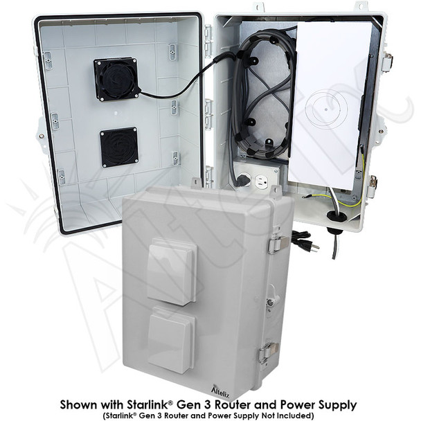 Altelix Heavy Duty Fan Cooled Weatherproof Starlink® Gen 3 Enclosure with 120 VAC Outlets and Power Cord