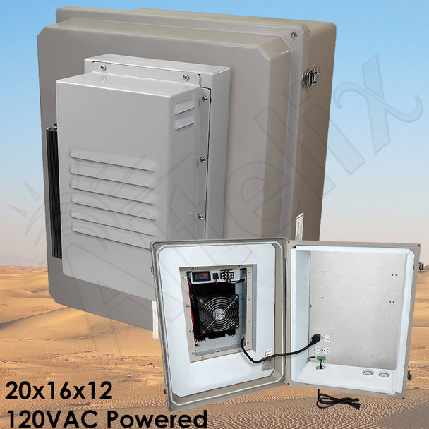 Altelix Air Conditioned Enclosure - 20x16x12 Fiberglass Weatherproof NEMA 4X Enclosure with 120 VAC Outlets