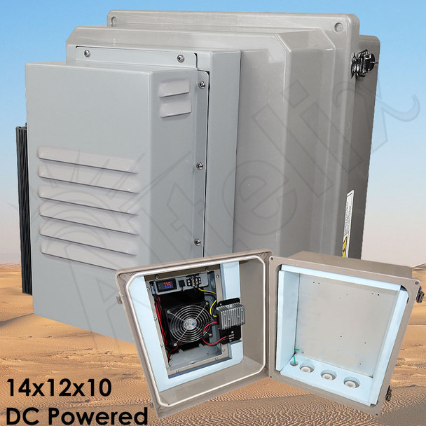Altelix DC Powered Air Conditioned Enclosure - 14x12x10 Fiberglass Weatherproof NEMA 4X Rated,  12VDC, 24VDC, 48VDC