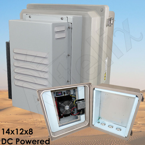 Altelix DC & Solar Powered Air Conditioned Enclosure - 14x12x8 Fiberglass Weatherproof NEMA 4X Rated,  12VDC, 24VDC, 48VDC