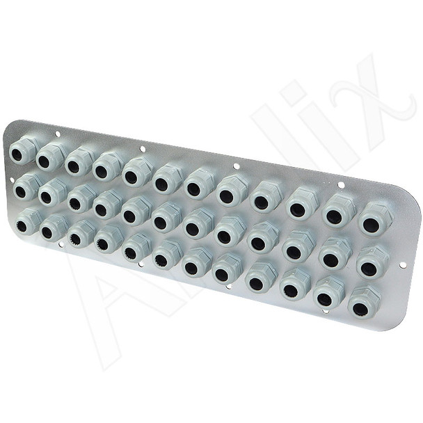 Aluminum Access Panel with 36 PG16 Cable Glands for NS242012, NS242412, NX242416, NS242416, NS242424, NS282416, NS282424 and NS322416 Enclosures