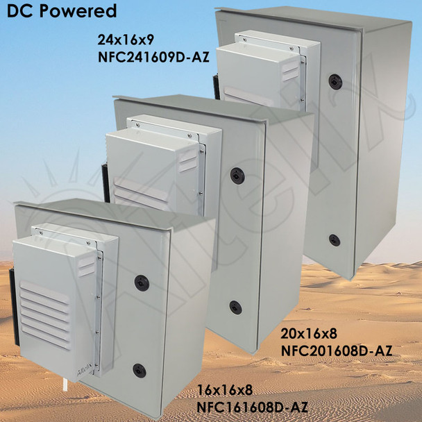 Altelix DC Powered Air Conditioned Enclosures - 16x16x8, 20x16x8 & 24x16x09 Fiberglass Weatherproof NEMA 4X Enclosure