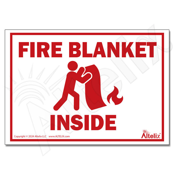 Fire Blanket Inside Label - Weatherproof Vinyl 5 x 3.5 Inch