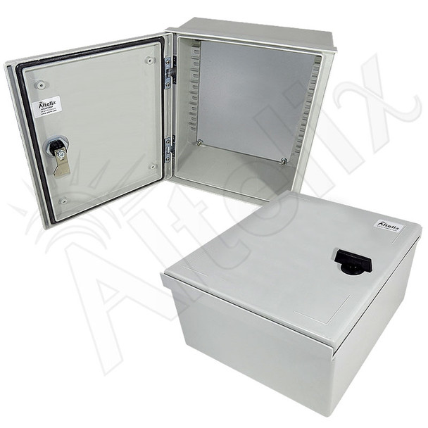Altelix 12x10x6 NEMA 4X Fiberglass Weatherproof Enclosure with Steel Equipment Mounting Plate