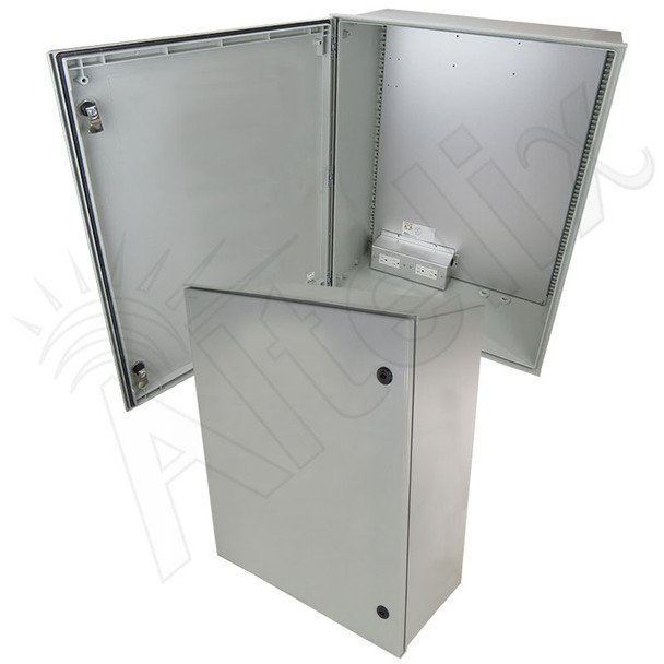 Altelix 32x24x12 NEMA 4X Fiberglass Heated Weatherproof Enclosure with Equipment Mounting Plate & 120 VAC Outlets