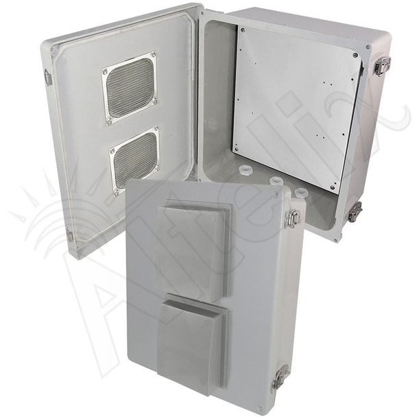 Altelix 14x12x6 Inch Vented Fiberglass Weatherproof NEMA Enclosure with Blank Aluminum Mounting Plate